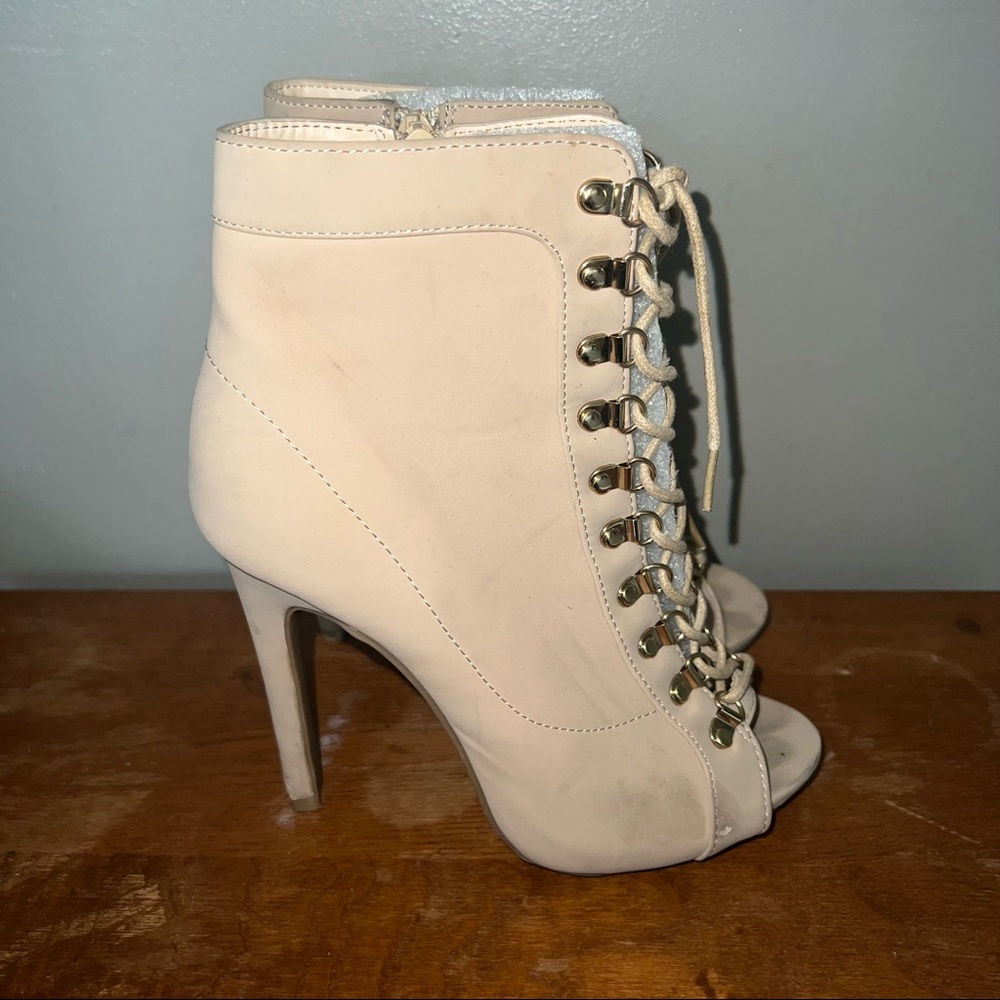 Lace up Open Peep Toe Stiletto High Heel Ankle Boots Winter Fashion Boot size 6